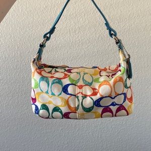 Vintage Coach Signature Canvas Multi-Colored Rainbow Mini Purse